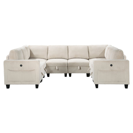 9650NBE*8SC (8)8-Piece Sectional with Storage, Storage Pouches and Charging Ports from Homelegance - Luna Furniture