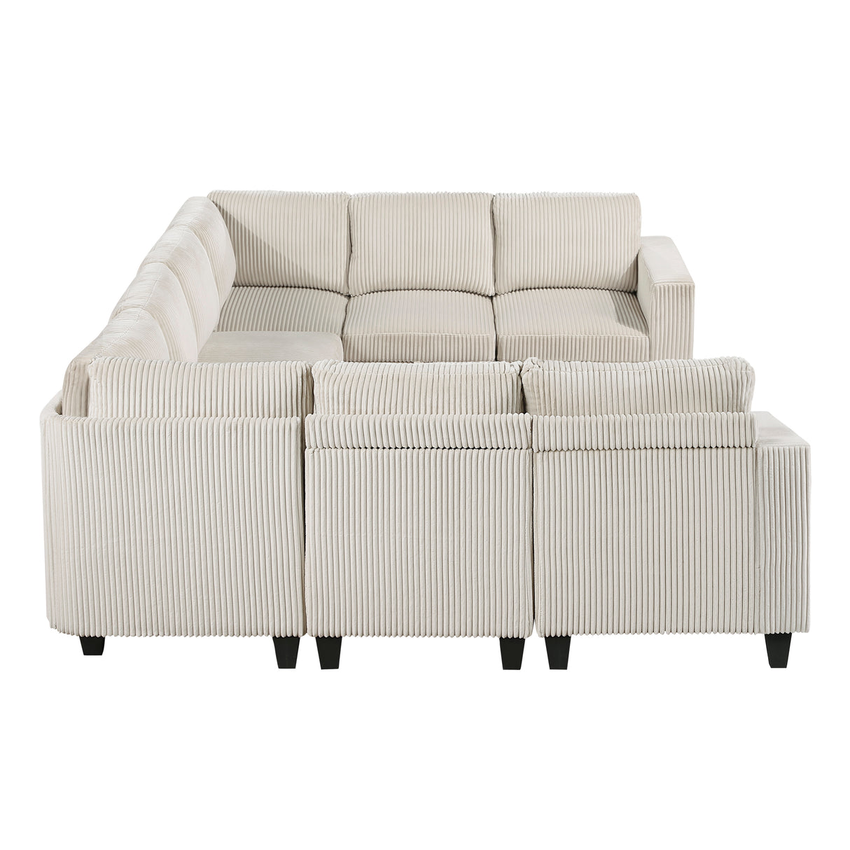 Walterboro Beige Corduroy 8-Piece Sectional with Storage, Storage Pouches and Charging Ports from Homelegance - Luna Furniture