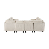 Walterboro Beige Corduroy 8-Piece Sectional with Storage, Storage Pouches and Charging Ports from Homelegance - Luna Furniture
