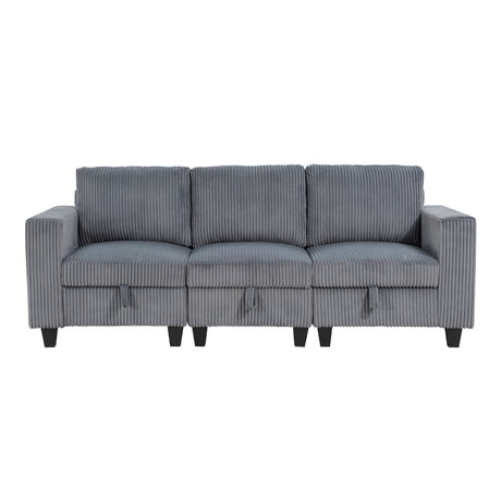 Walterboro Dark Gray Modular Sofa with Storage, Storage Pouches and Charging Ports from Homelegance - Luna Furniture