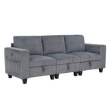 Walterboro Dark Gray Modular Sofa with Storage, Storage Pouches and Charging Ports from Homelegance - Luna Furniture