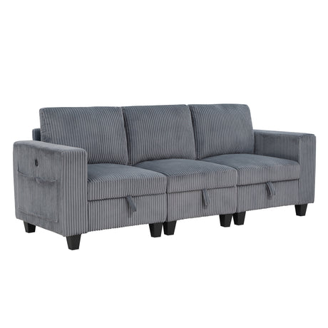 Walterboro Dark Gray Modular Sofa with Storage, Storage Pouches and Charging Ports from Homelegance - Luna Furniture