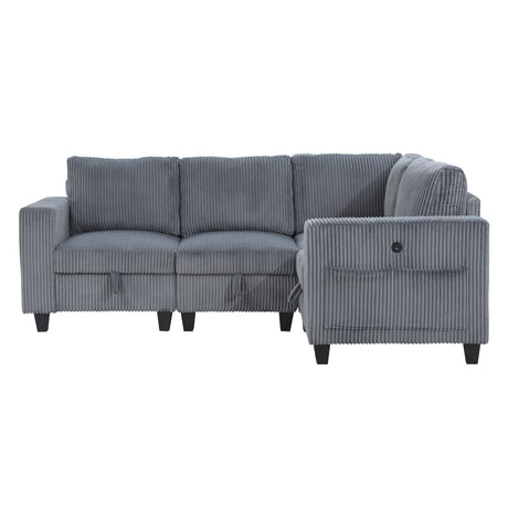 9650NDG*4SC (4)4-Piece Sectional with Storage, Storage Pouches and Charging Ports from Homelegance - Luna Furniture