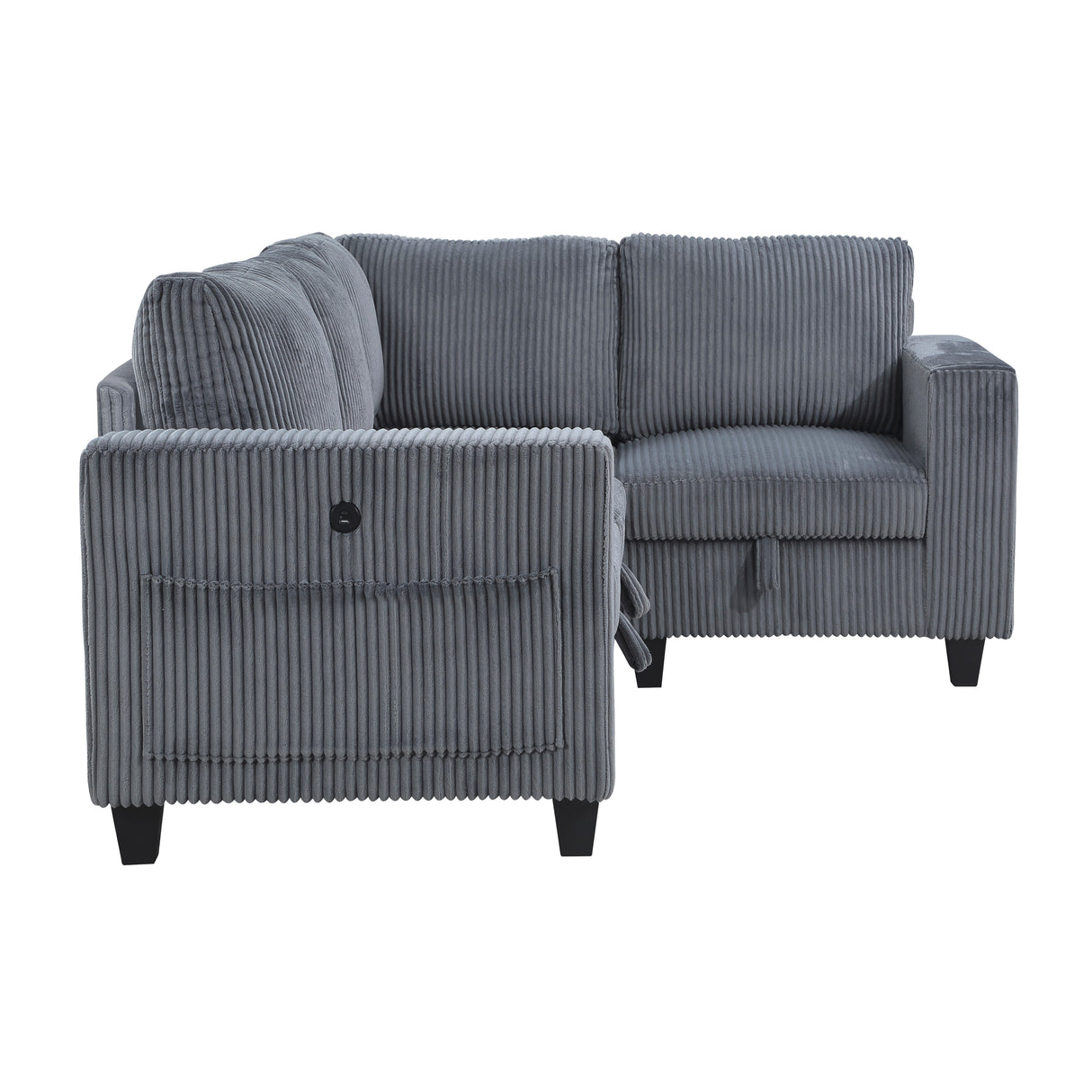 9650NDG*4SC (4)4-Piece Sectional with Storage, Storage Pouches and Charging Ports from Homelegance - Luna Furniture