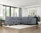 Walterboro Dark Gray 5-Piece Sectional with Storage, Storage Pouches and Charging Ports from Homelegance - Luna Furniture