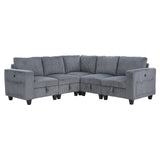 Walterboro Dark Gray Modular Sectional with Storage, Side Pockets & Charging Ports from Homelegance - Luna Furniture