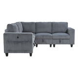 9650NDG*5SC (5)5-Piece Sectional with Storage, Storage Pouches and Charging Ports from Homelegance - Luna Furniture