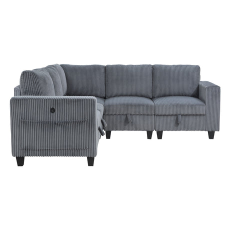 9650NDG*5SC (5)5-Piece Sectional with Storage, Storage Pouches and Charging Ports from Homelegance - Luna Furniture