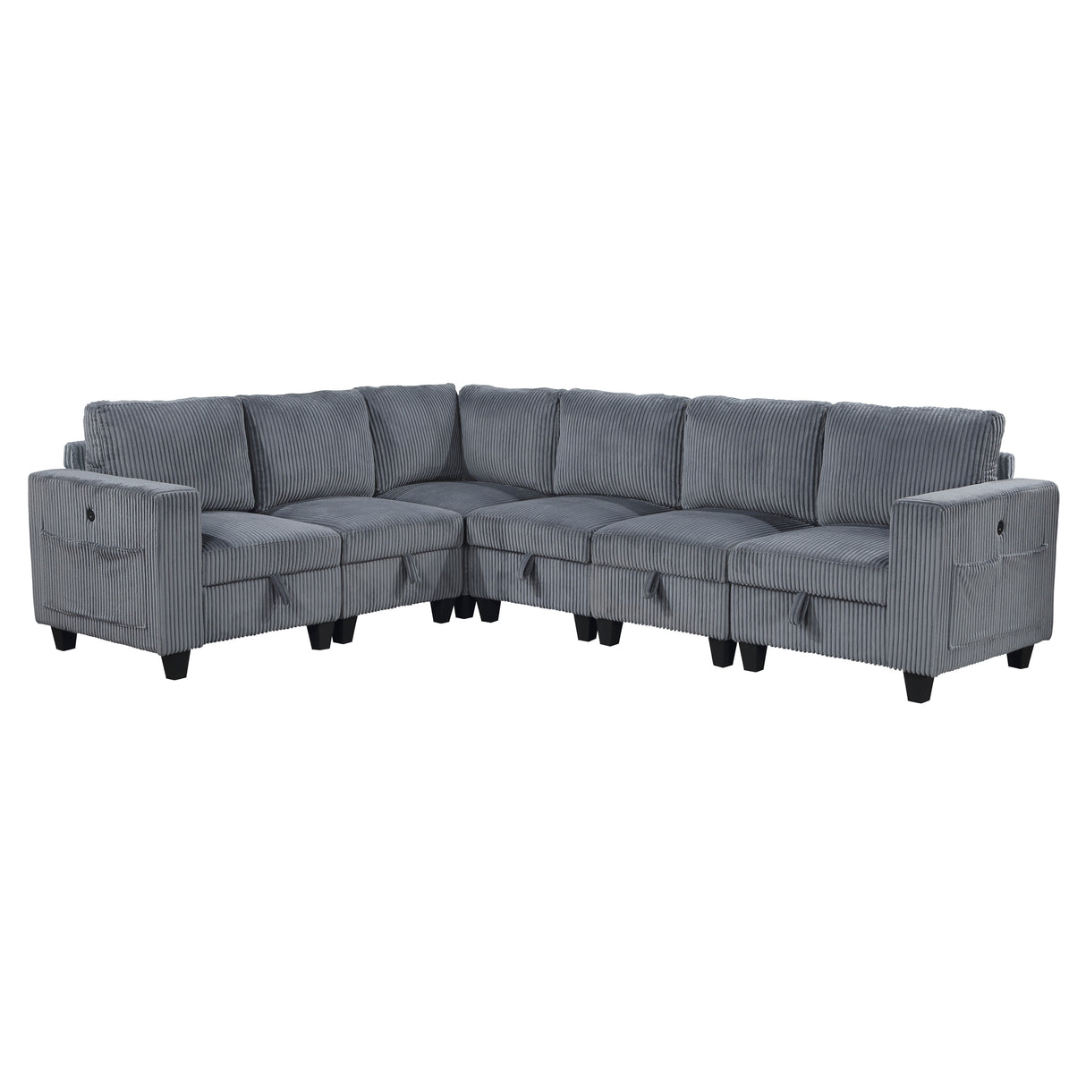 Walterboro Dark Gray Modular Sectional with Storage, Side Pockets & Charging Ports from Homelegance - Luna Furniture
