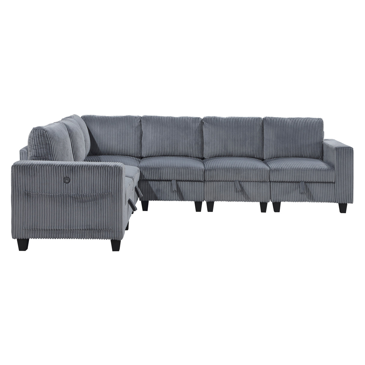 9650NDG*6SC (6)6-Piece Sectional with Storage, Storage Pouches and Charging Ports from Homelegance - Luna Furniture