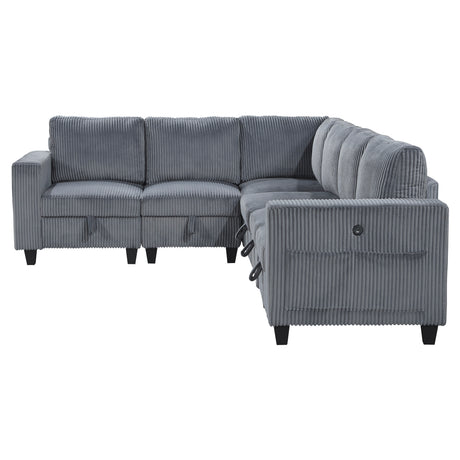 9650NDG*6SC (6)6-Piece Sectional with Storage, Storage Pouches and Charging Ports from Homelegance - Luna Furniture