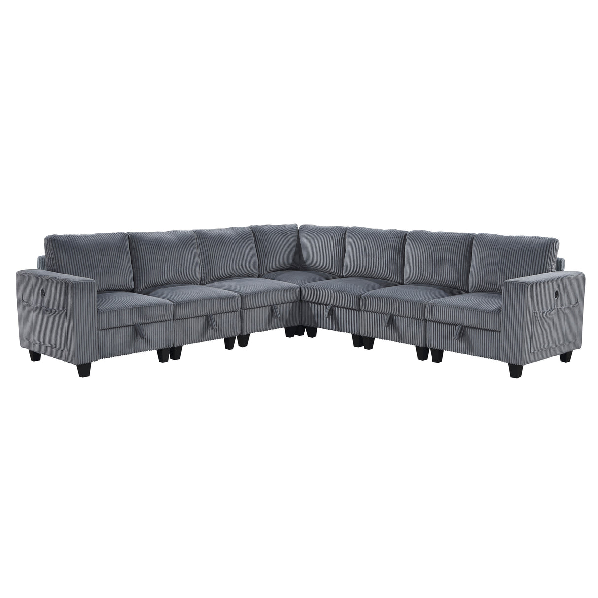 Walterboro Dark Gray 7-Piece Sectional with Storage, Storage Pouches and Charging Ports from Homelegance - Luna Furniture