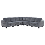 Walterboro Dark Gray 7-Piece Sectional with Storage, Storage Pouches and Charging Ports from Homelegance - Luna Furniture