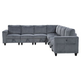 9650NDG*7SC (7)7-Piece Sectional with Storage, Storage Pouches and Charging Ports from Homelegance - Luna Furniture
