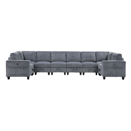 9650NDG*8SC (8)8-Piece Sectional with Storage, Storage Pouches and Charging Ports from Homelegance - Luna Furniture