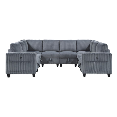 9650NDG*8SC (8)8-Piece Sectional with Storage, Storage Pouches and Charging Ports from Homelegance - Luna Furniture