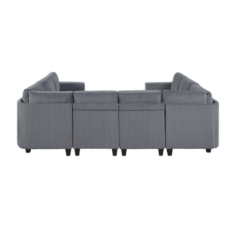9650NDG*8SC (8)8-Piece Sectional with Storage, Storage Pouches and Charging Ports from Homelegance - Luna Furniture