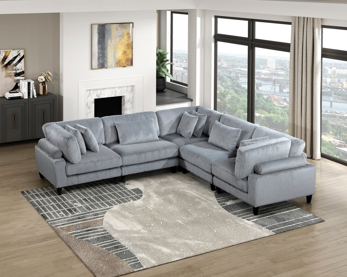 Robstown Gray 6-Piece Modular Sectional from Homelegance - Luna Furniture