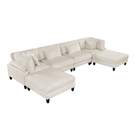 Robstown Beige 6-Piece Modular Sectional with Ottoman from Homelegance - Luna Furniture