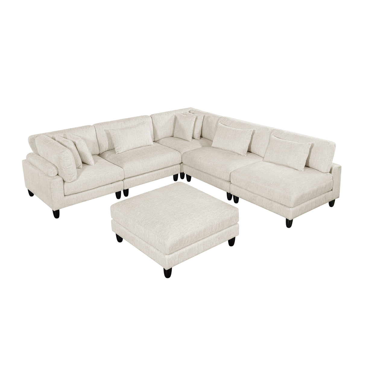 Robstown Beige 6-Piece Modular Sectional with Ottoman from Homelegance - Luna Furniture