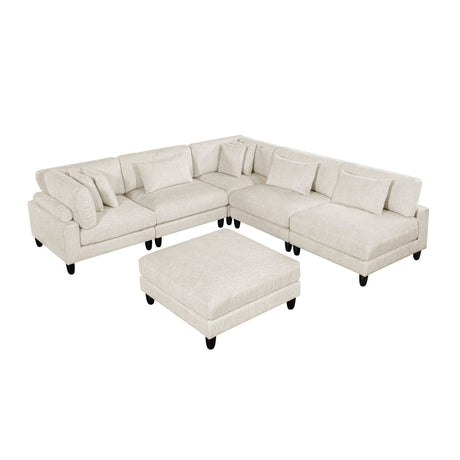 Robstown Beige 6-Piece Modular Sectional with Ottoman from Homelegance - Luna Furniture