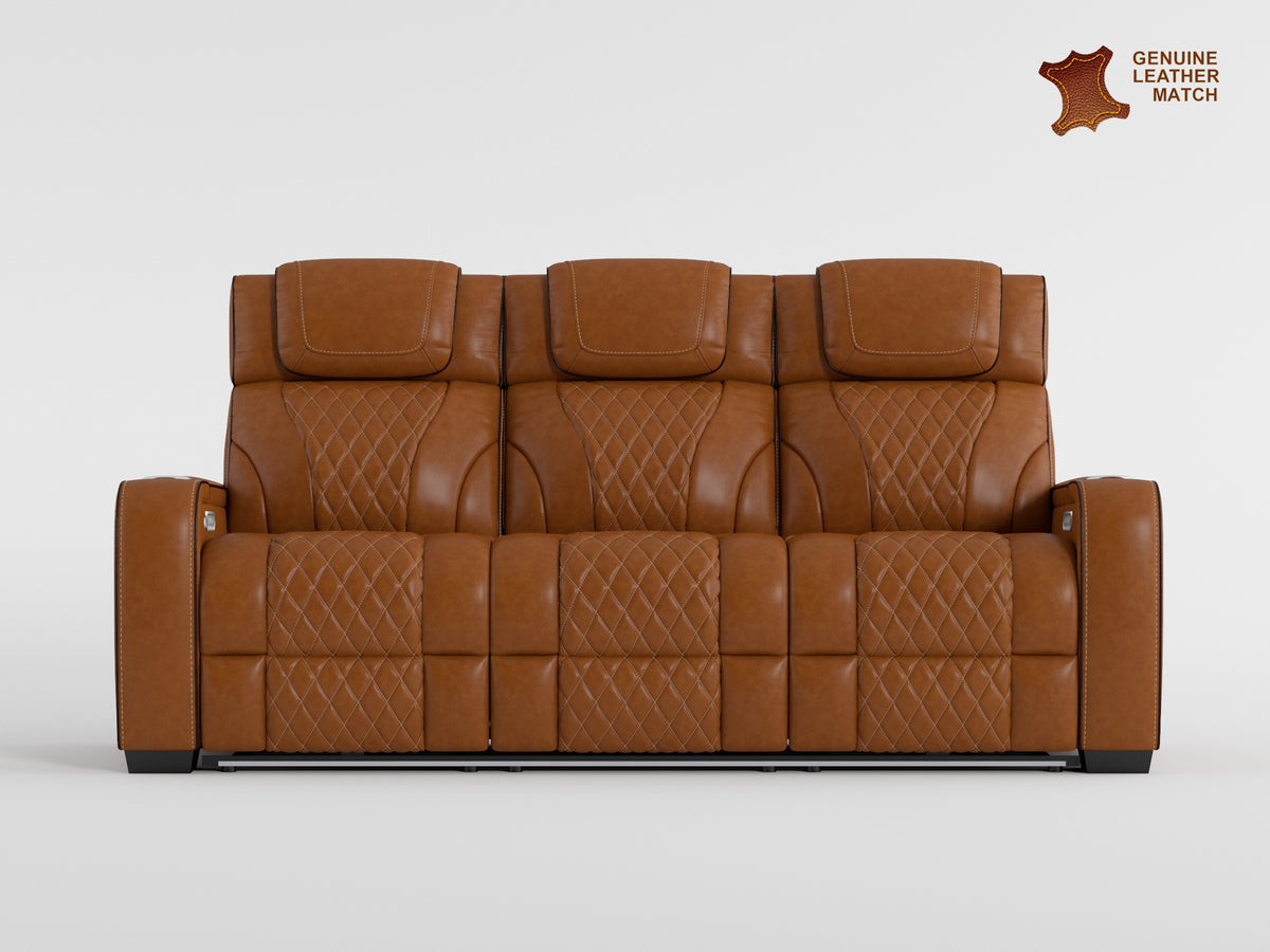 Apex Blue Leather Power Double Reclining Loveseat