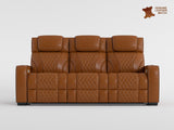 Apex Blue Leather Power Double Reclining Loveseat