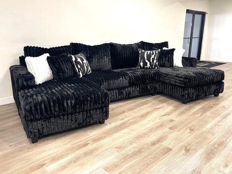 Volna Black Corduray Double Chaise Sectional from Happy Homes - Luna Furniture