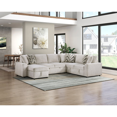Myrtle Beige 3-Piece Sectional with Pull-out Bed from Homelegance - Luna Furniture