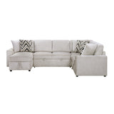 Myrtle Beige 3-Piece Sectional with Pull-out Bed from Homelegance - Luna Furniture