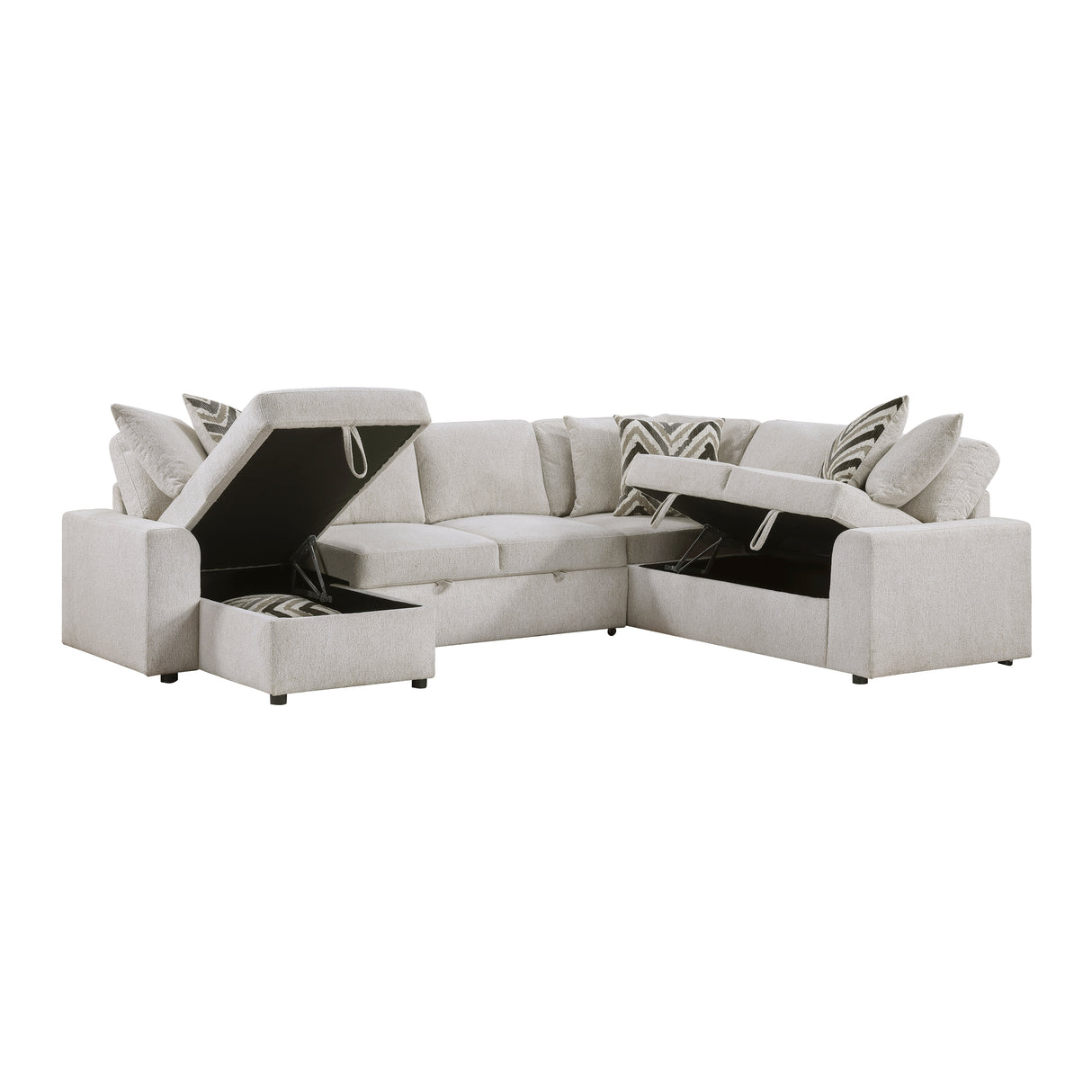 Myrtle Beige 3-Piece Sectional with Pull-out Bed from Homelegance - Luna Furniture