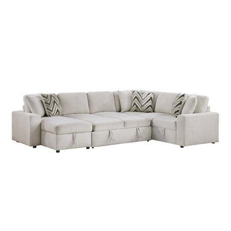 Myrtle Beige 3-Piece Sectional with Pull-out Bed from Homelegance - Luna Furniture