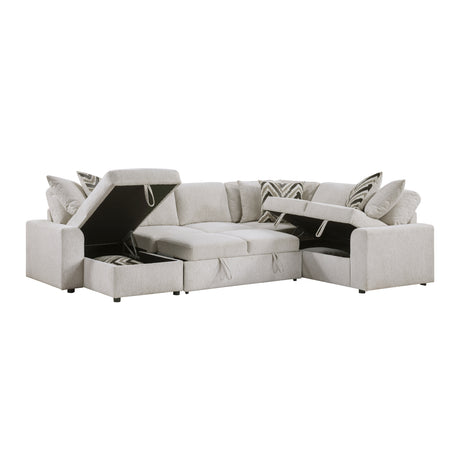 Myrtle Beige 3-Piece Sectional with Pull-out Bed from Homelegance - Luna Furniture