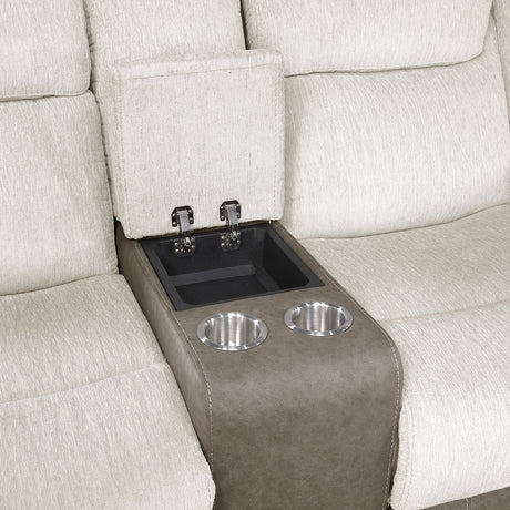 Harriette Beige/Brown Double Reclining Sofa from Homelegance - Luna Furniture