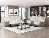 Harriette Beige/Brown Double Reclining Loveseat with Center Console from Homelegance - Luna Furniture