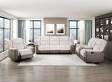 Harriette Beige/Brown Double Reclining Loveseat with Center Console from Homelegance - Luna Furniture