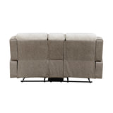 Harriette Beige/Brown Double Reclining Loveseat with Center Console from Homelegance - Luna Furniture