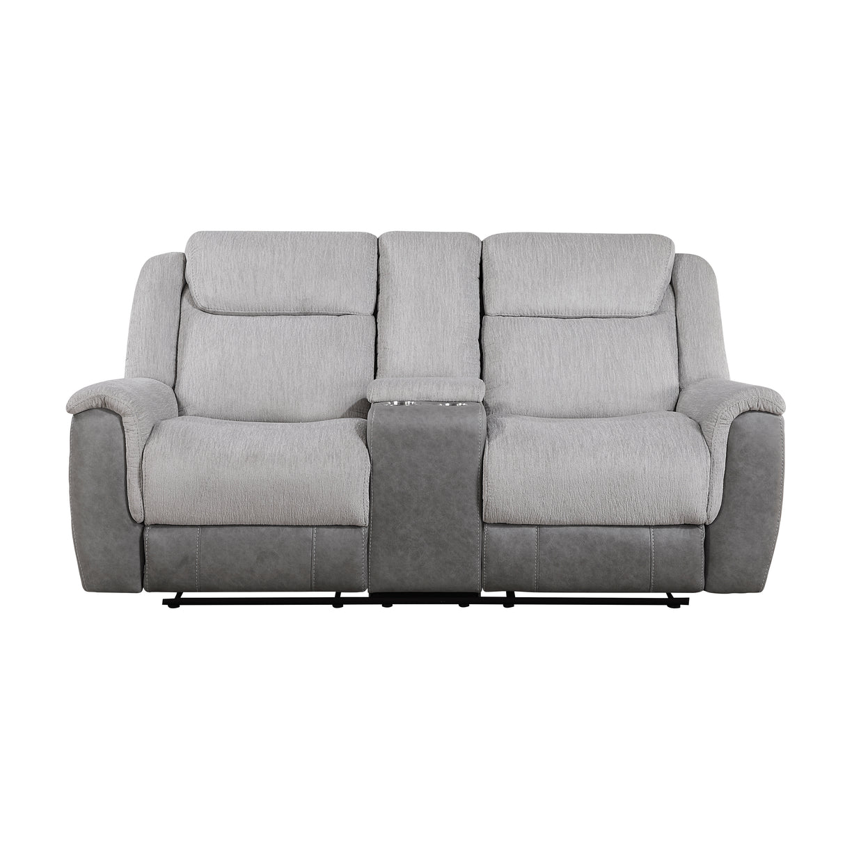 Harriette Gray Double Reclining Loveseat with Center Console from Homelegance - Luna Furniture