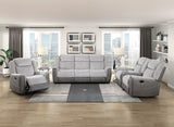 Harriette Gray Double Reclining Loveseat with Center Console from Homelegance - Luna Furniture