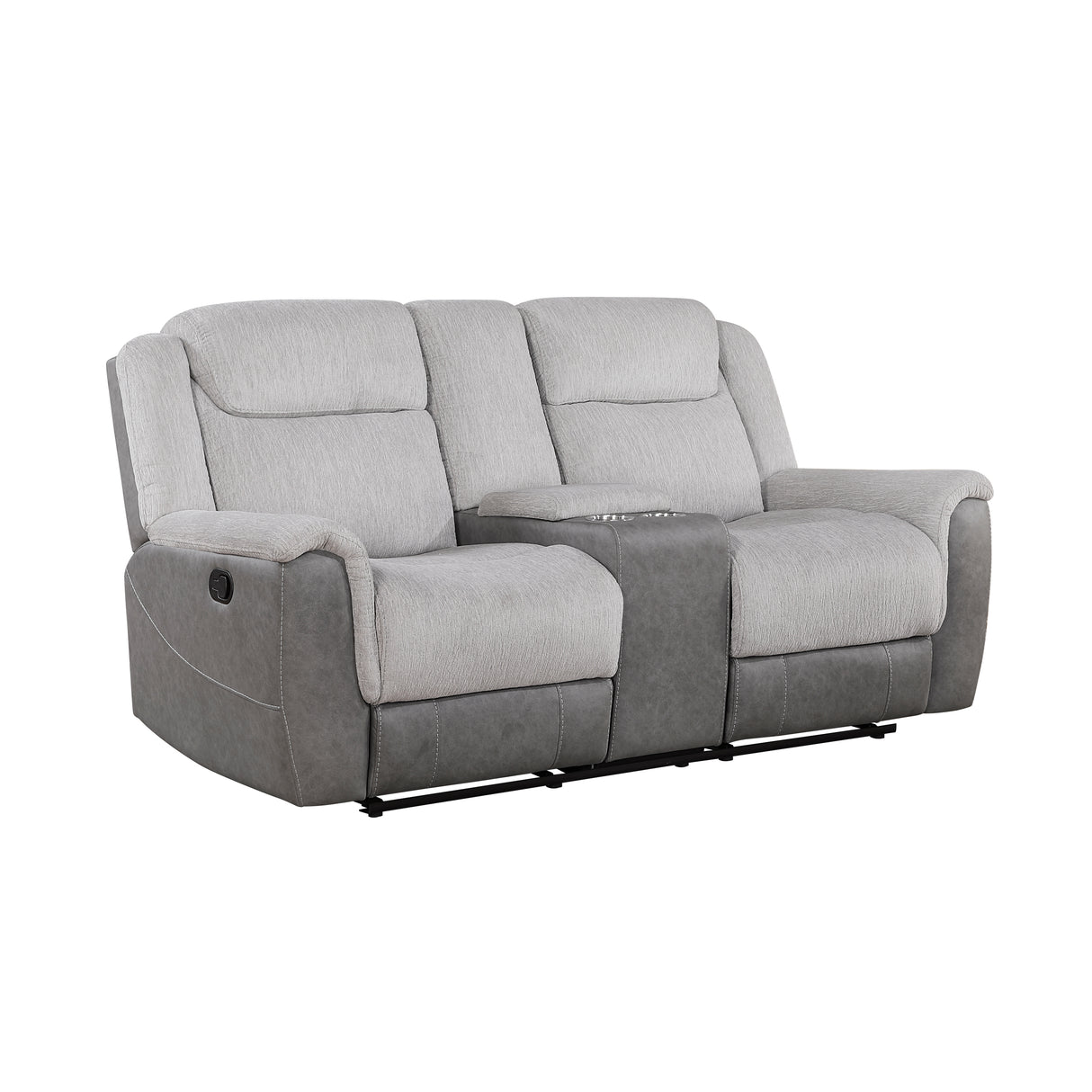 Harriette Gray Double Reclining Loveseat with Center Console from Homelegance - Luna Furniture