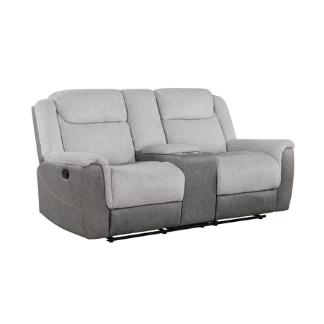 Harriette Gray Double Reclining Loveseat with Center Console from Homelegance - Luna Furniture