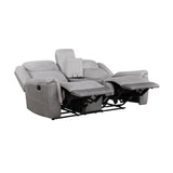 Harriette Gray Double Reclining Loveseat with Center Console from Homelegance - Luna Furniture