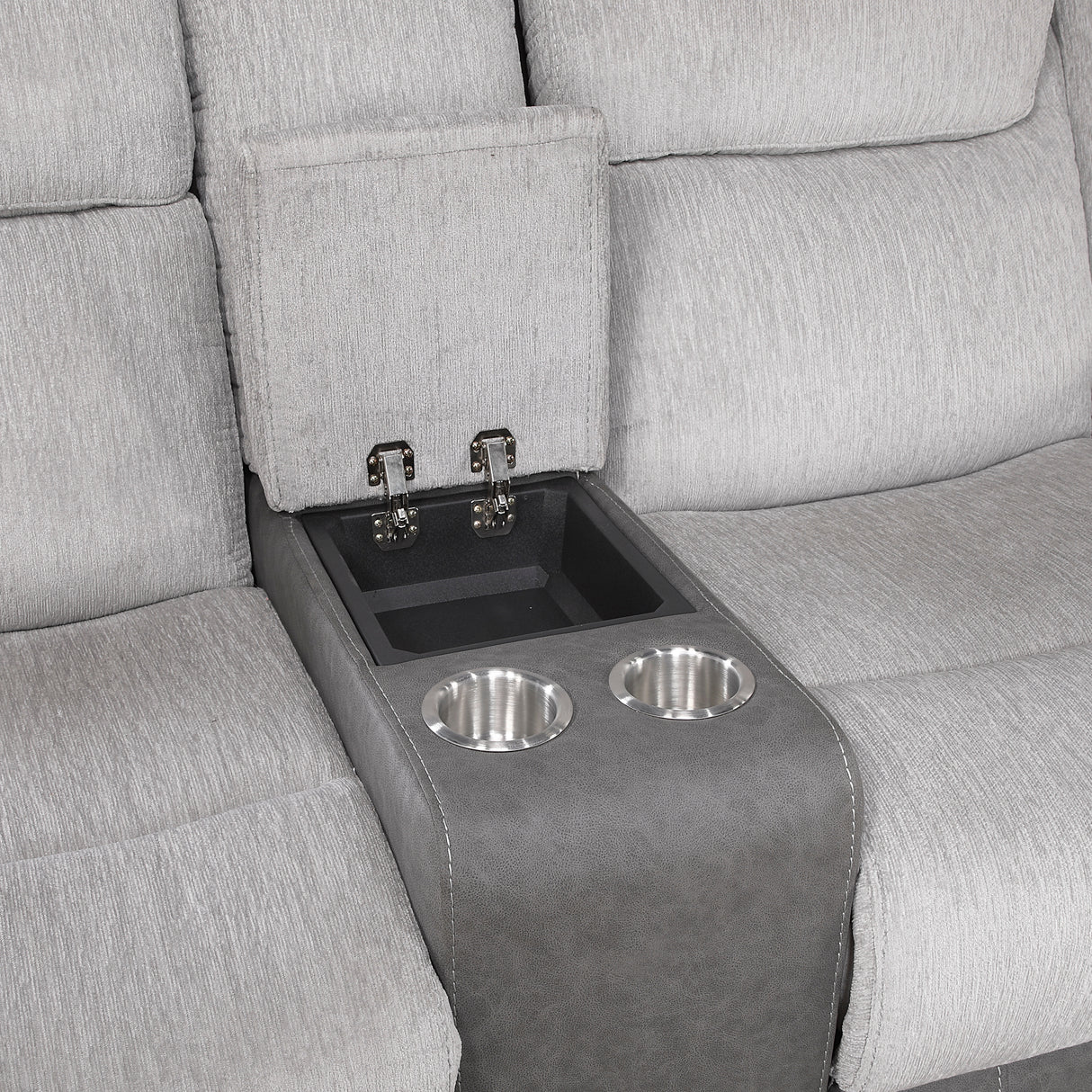 Harriette Gray Double Reclining Loveseat with Center Console from Homelegance - Luna Furniture
