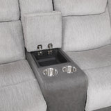 Harriette Gray Double Reclining Loveseat with Center Console from Homelegance - Luna Furniture