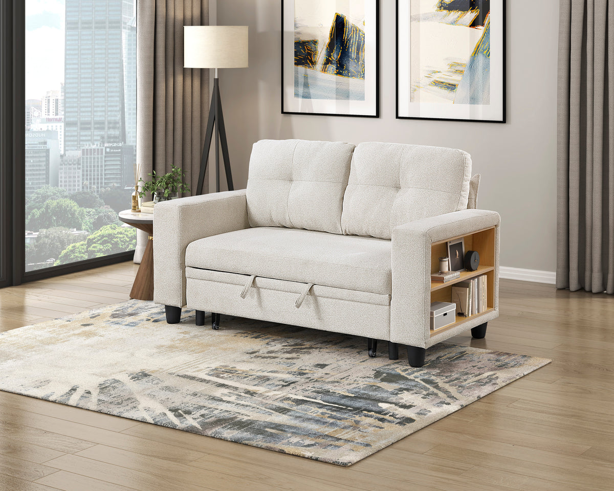 9705BE-2* (2)Loveseat with Pull-out Bed, Shelves and Charging Ports from Homelegance - Luna Furniture