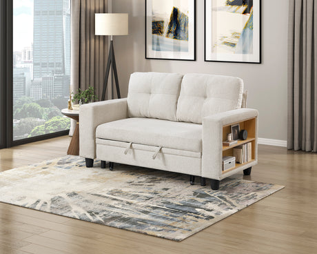 9705BE-2* (2)Loveseat with Pull-out Bed, Shelves and Charging Ports from Homelegance - Luna Furniture