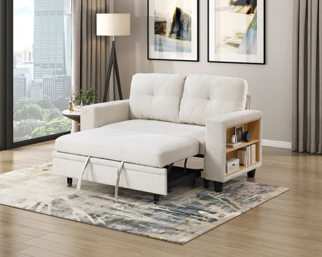 9705BE-2* (2)Loveseat with Pull-out Bed, Shelves and Charging Ports from Homelegance - Luna Furniture