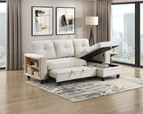Robinson Beige Sectional with Reversible Chaise, Pull-out Bed, Shelves and Charging Ports from Homelegance - Luna Furniture