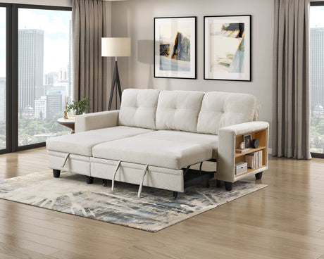 9705BE*32AVC (3)Sectional with Reversible Chaise, Pull-out Bed, Shelves and Charging Ports from Homelegance - Luna Furniture