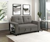 Robinson Dark Brown Loveseat with Pull-out Bed, Shelves and Charging Ports from Homelegance - Luna Furniture